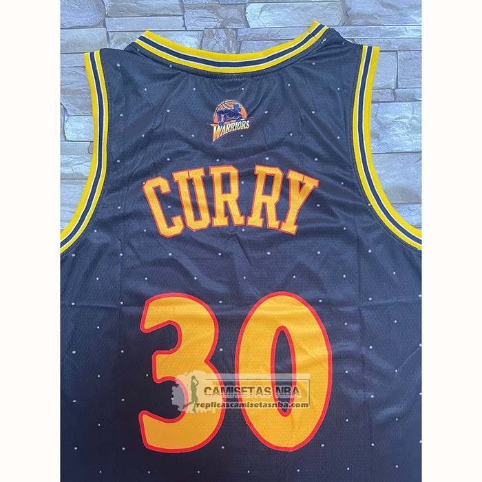 Camiseta Golden State Warriors Stephen Curry NO 30 Mitchell & Ness MVP Negro